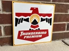 Thunderbird Premium gasoline racing vintage oil advertising sign