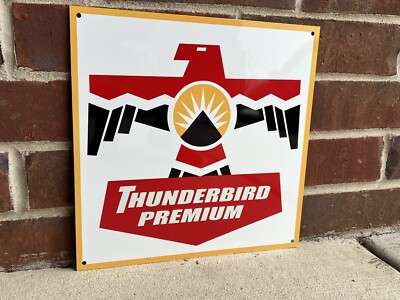 Thunderbird Premium gasoline racing vintage oil advertising sign
