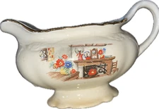 Vintage Homer Laughlin  Gravy boat~ ~Multicolored colonial kitchen~Grannycore