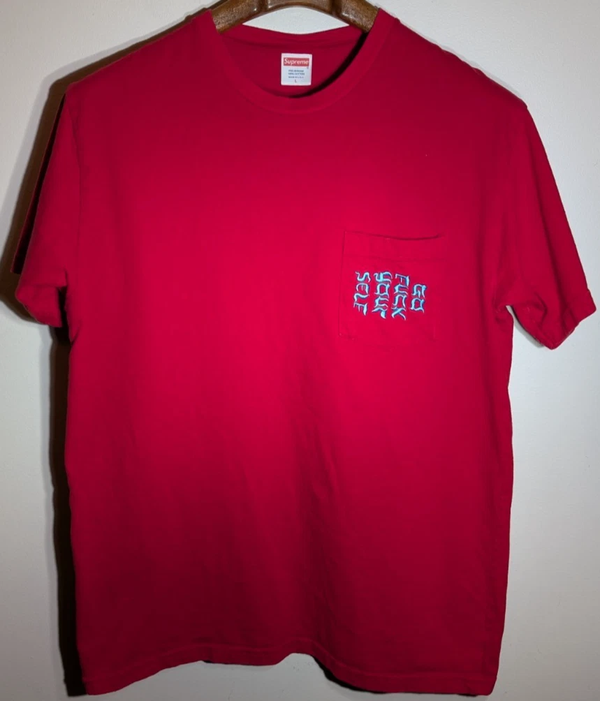 Tee shirt rouge poche Supreme Go Fuck Yourself SS17 taille L