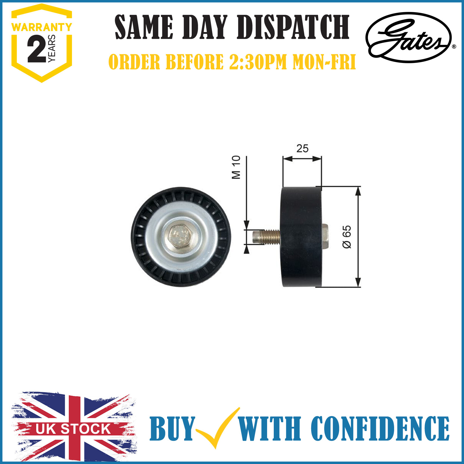 Gates Deflection Guide Pulley V-Ribbed Belt For Dodge Avenger 2007-2014 2 2.4 - Image 20