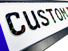 Custom German License Plate - Small Font - Black Valid Hologram With Frame