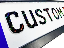 Custom German License Plate - Small Font - Black VALID Hologram with Frame