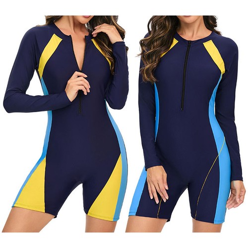 Womens Swimsuits Color Block Swimwear UPF50+ Sun Protection Beachwear Sports - 第 1/28 張圖片