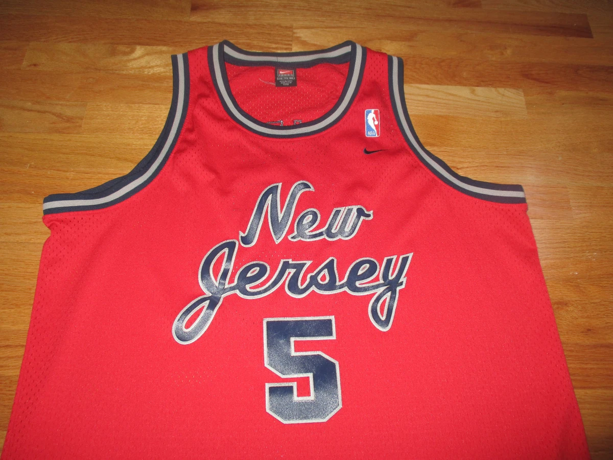Nike JASON KIDD No. 5 NEW JERSEY NETS (2XL) Jersey RED