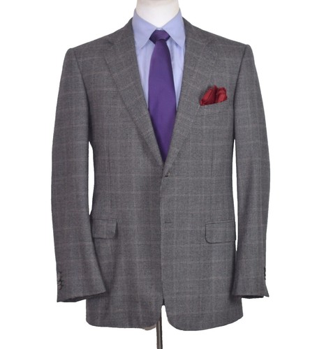 NWT Z-Zegna Drop 8 281CGN 100% Wool Check Gray Suit 46R 36R 30W