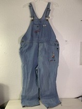 Vintage 1990's Acme Looney Tunes Bugs Bunny Denim Bib Overalls Adult Sz L Blue