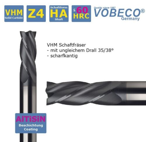 Frez trzpieniowy z węglika spiekanego VHM HPC Z4 do VA - z nierównym wirnikiem 35/38° VOBECO - Zdjęcie 1 z 1