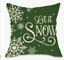 LET IT SNOW Snowflakes CHRISTMAS Throw Pillow Cover Winter Holiday Home Decor