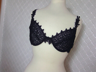 sexy Damen BH Spitzen-BH Büstenhalter  Gr. 75 B   in schwarz