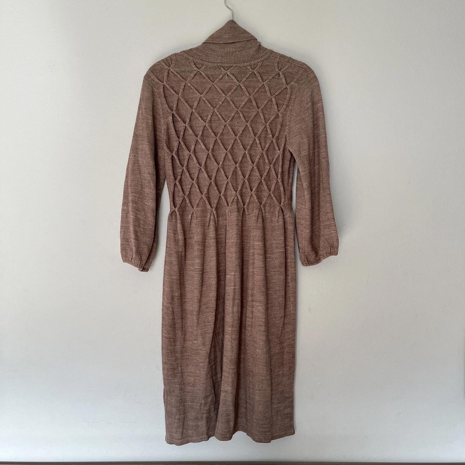 ALYX Vestito maglione donna marrone medio manica a campana colletto drappeggiato vita plissettata