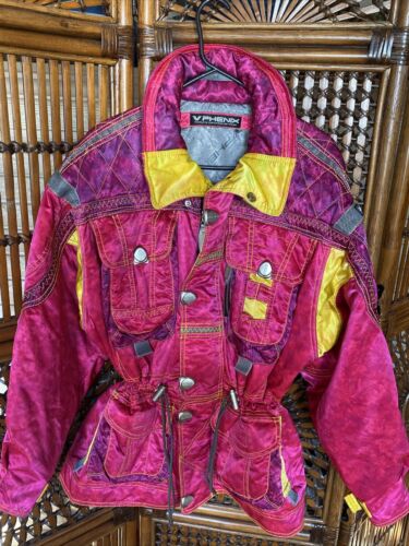 vintage 80s 90s phenix Neon Pink Down ski jacket … - image 1