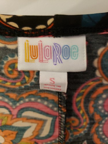 Lularoe Women's Small Black Jersey Floral Paisley Open Lindsay Kimono Sweater - Picture 3 of 7