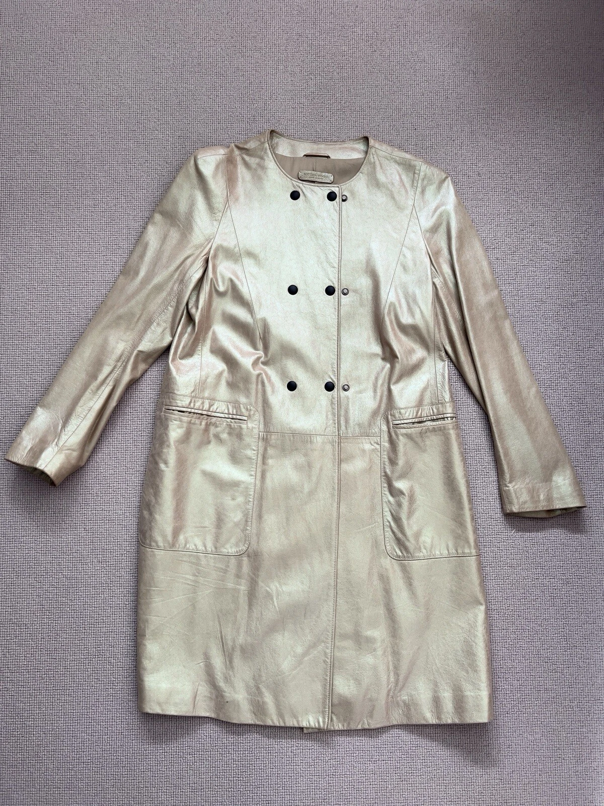 Cappotto donna verde chiaro in pelle Bottega Veneta taglia IT 42 UK 10 US 6