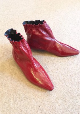 burgundy kitten heel ankle boots