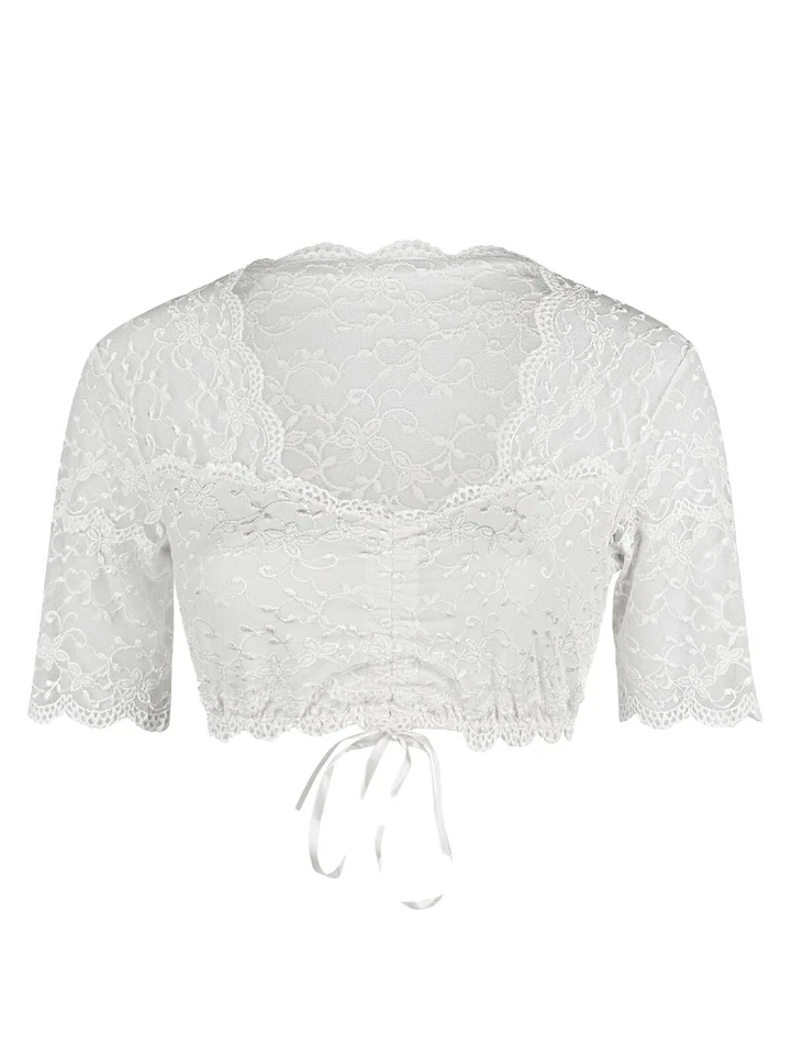 Nina von C. Dirndlbluse halbarm Martina 48 463 971 0 weiß, champagner, schwarz - Bild 3 von 3