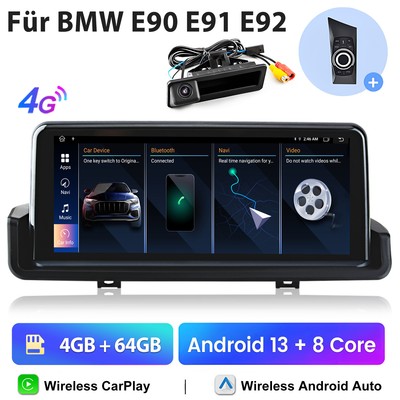 10.25''Android 13 Autoradio CarPlay Für BMW E90 E91 E92 06-2010 GPS Navi BT +KAM