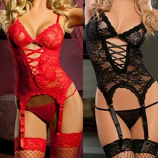 Women Sexy Lingerie Lace Babydoll G-String Dress Thong Underwear Sleepwear Sets