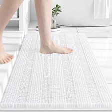 Chenille Striped Bathroom Rugs 24x16 Extra Thick and Absorbent Mats Non-Slip