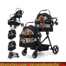 Passeggino per Cani Pieghevole a Doppio Piano per Animali Domestici fino a 22kg, Passeggino per Gatti e Cani