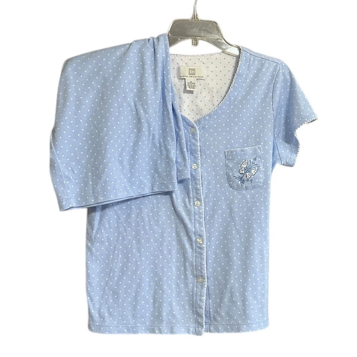 Karen Neuburger Pigiama Henley Donna A Maniche Lunghe Con Slip Incluso | Set Notte In Blu, Taglia S | Morbido E Traspirante - 2