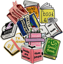 10 Pcs Cartoon Iron On/Sew on Patches, Reading Embroidered Applique, Clothes Ba
