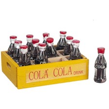 Puppenstube Cola Flaschen im gelben Tablett Kiste Miniatur Laden Zubehör
