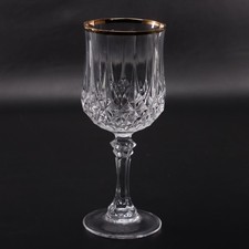 Cristal D'Arques Durand Longchamp 6 1/2" Gold Rimmed Crystal Wine Glass France