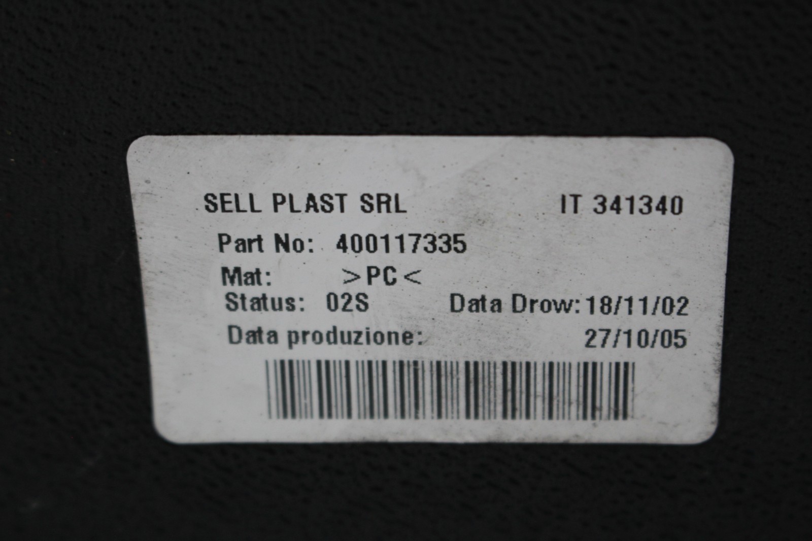 Lamborghini Gallardo Coupe, Spyder, Oil Cooler Exit Duct, Used, P/N 400117335