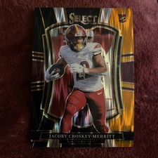 Panini 2025 Select Jacory Croskey-Merritt #188 Rookie Prizm Black/Orange Shock