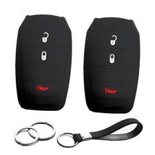 2pcs Compatible with Ram 1500 Truck Pickup Smart 3 Buttons Black Key Fob Cover