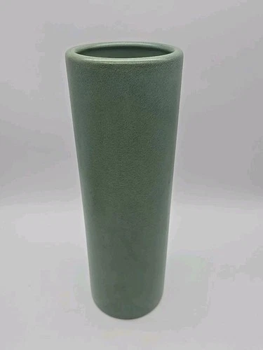 Haeger Floral Green Cylinder Vase 12.5" Tall x  4” Diameter