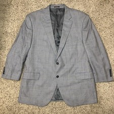 PETER MILLAR Wool Blazer SPORT COAT Windowpane Blue/Gray/Black - Sz 46 R Nice