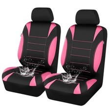 Waterproof Car Seat Covers Front Seats Only with 5mm Pink Black Front