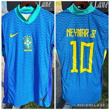 Nike Brazil Neymar Jr Men  s L Soccer Jersey National Team Futbol Kit Blue