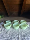 6 Vintage Fire King Jadeite Tea Cup Collectible Retro Green Glassware Mcm