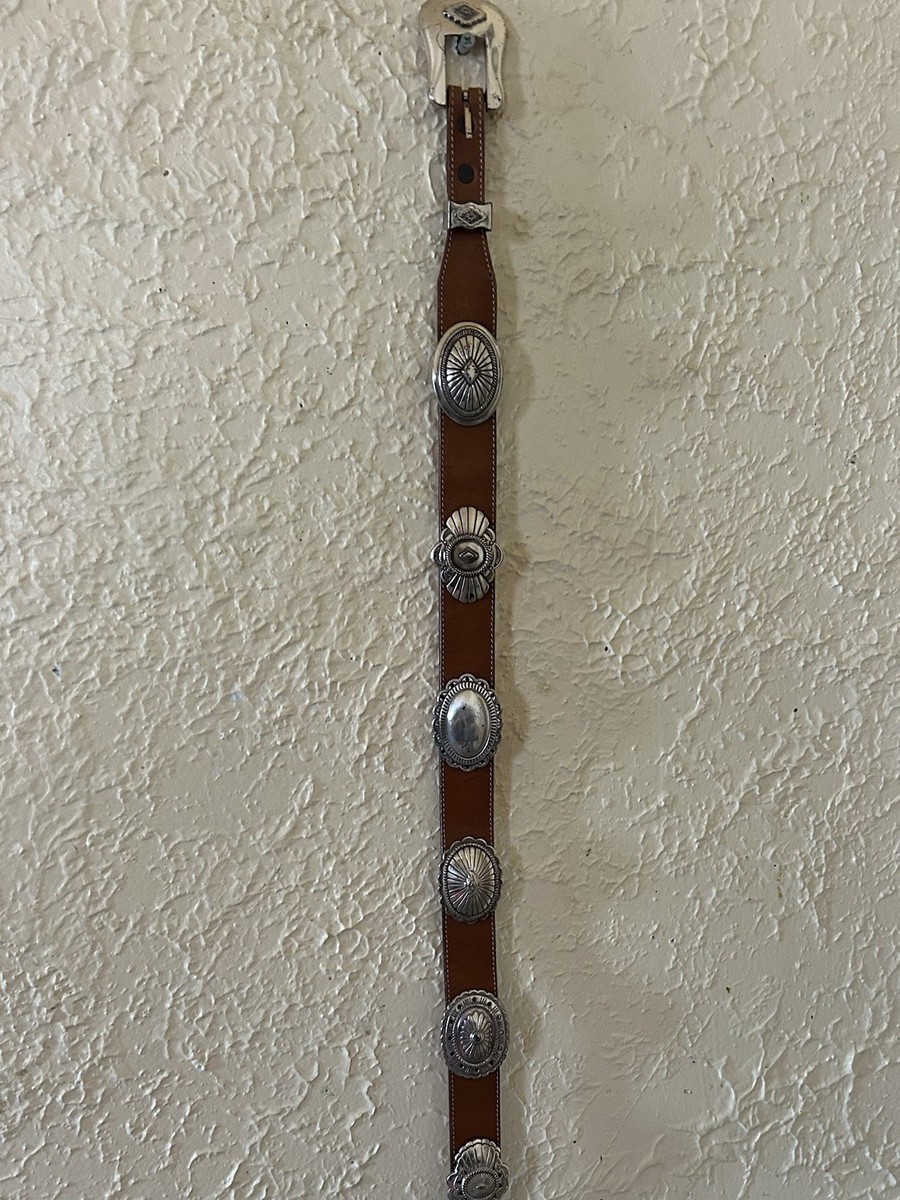 Justin Belt Genuine Top Grain Cowhide Brown Leather Silver Conchos 28”-31” Justin Boots Brown 28 Size Belts for Women for sale | eBay main image 2