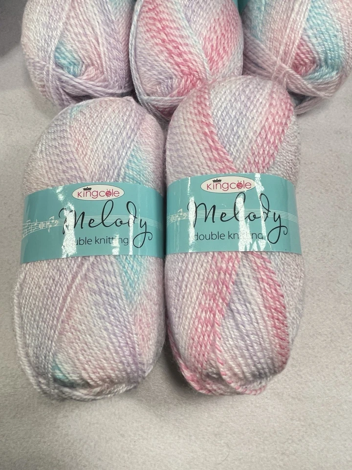 King Cole Melody Yarn: 5 Skeins ~100g Ea Color 860 Raspberry *READ Preowned - Image 2 of 4