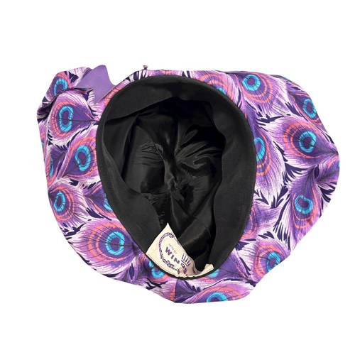 Sets by Windsor Women's Hat Purple Peacock Feather Print Ribbon Bow Cute Vintage - Picture 5 of 6