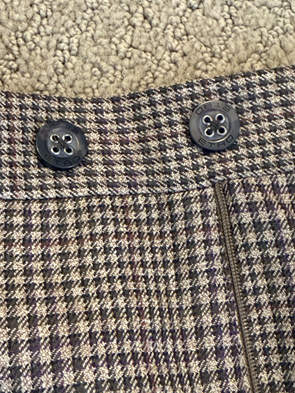 Etro Milano Men’s 50 34W Brown Plaid 100percent Wool Pants Italy New No Tags image 3