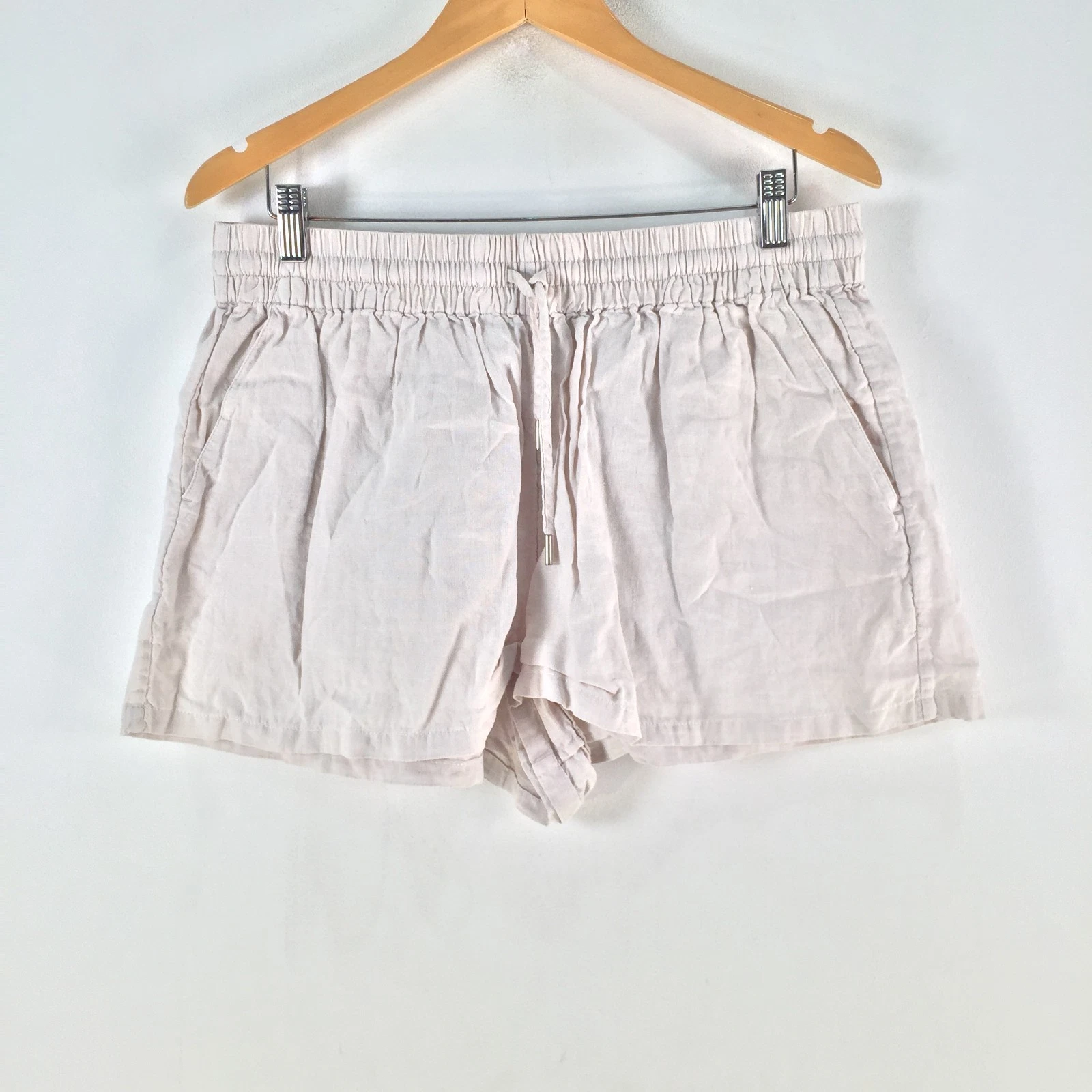 Country Road shorts womens size 14 beige linen stretch pockets drawstring 127669