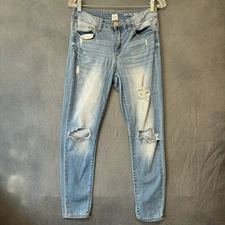 SO High Rise Ankle Jegging Jeans Womens Juniors 7 Comfy Stretchy Preppy Distress