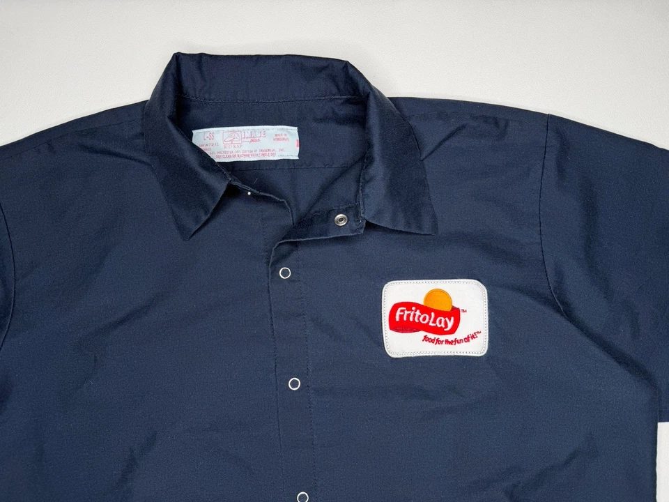 Camisa de Trabajo Vintage Roja Kap Frito Lay Chips Botones a Presión Años 80 Azul Marino | L Foto 2 de 4