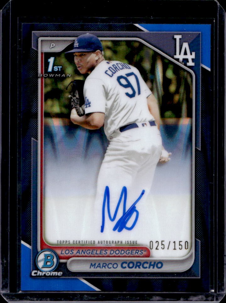 2024 Bowman Chrome Marco Corcho Auto Blue Raywave Refractor 1st #25/150