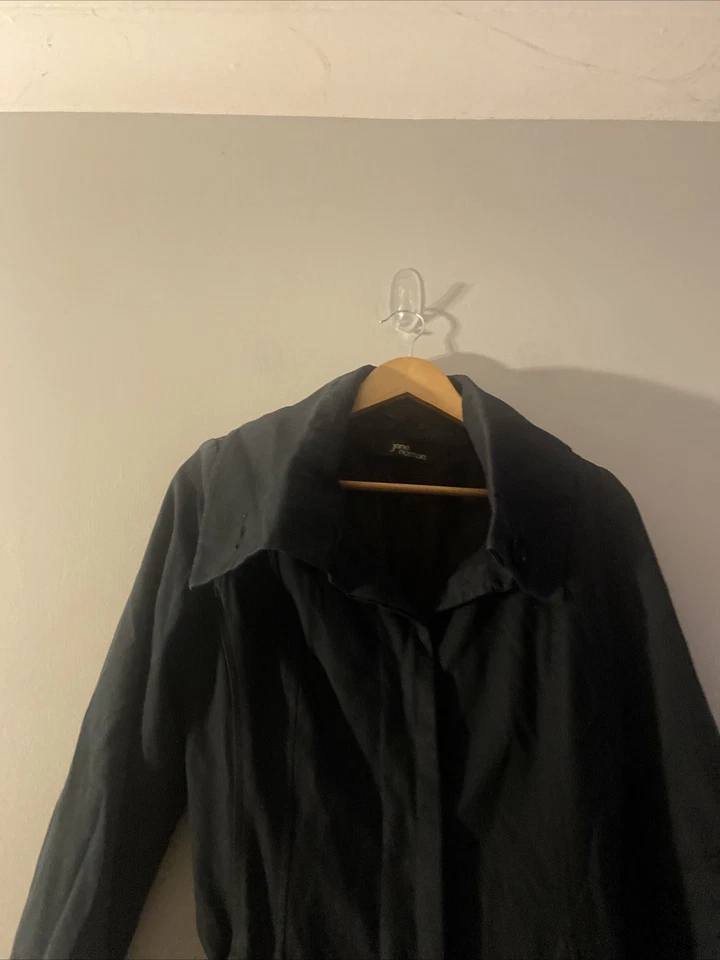Chaqueta Jane Norman Talla 12 Negra Cuello Grande Cinturón Corta  Foto 3 de 4