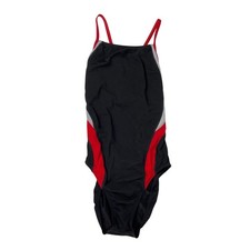 Speedo Womens Competitive Swimsuit Black Red Grey 10/36 One Piece