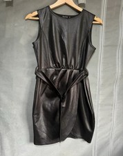 Black Boohoo Belted Little Black Bodycon Dress Size 8