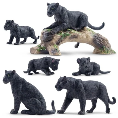 Toymany Black Panthers Animal Figurine Realistic Collectible Handpainted Toy Set
