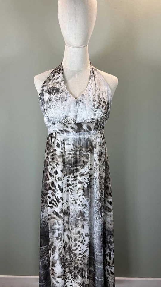 Maxi Vestido Para Mujer Roberto Cavalli Vintage Seda Estampado Animal Talla S Foto 3 de 4