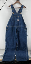 Vtg Round House Denim Bib Overalls 46x28 Measures 46x27.5 XL Made in USA EUC